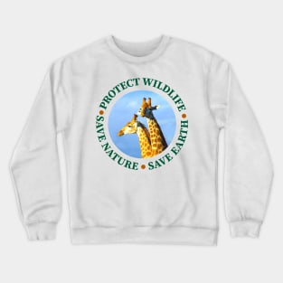 Wildlife Conservation Earth Day Giraffes Crewneck Sweatshirt